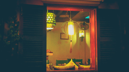 Colorful lanterns at the market street of Hoi An Ancient Town,  Vietnam