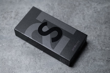 Closeup of brand logo on black boxle backgroundのeditorial素材