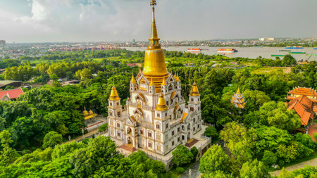 HO CHI MINH CITY, VIETNAM, 31 JUL 2022 - Buu Long pagoda at District 9, Ho Chi Minh City, Vietnamのeditorial素材