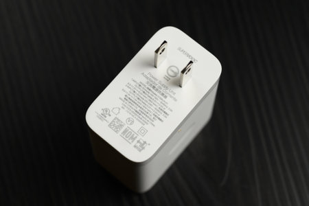 power bank on a black wooden background. close-up. selective focus