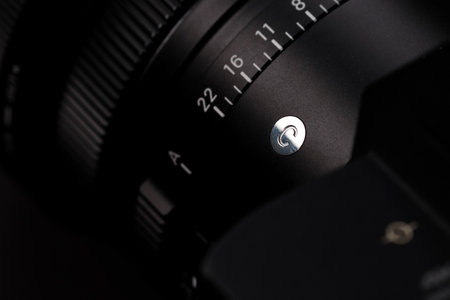 Close up of SLR camera lens. Shallow depth of field.のeditorial素材