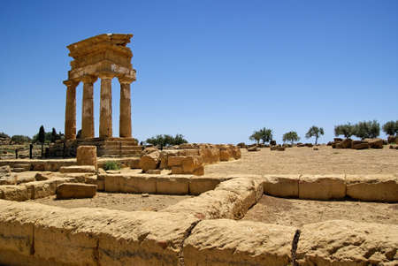 Temple of Castor and Pollux (temple of Dioscuri) in Agrigento's valley of temple: standing the test of time. UNESCO world heritage siteの写真素材