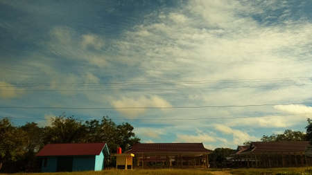 The vast blue sky and clouds skyの写真素材