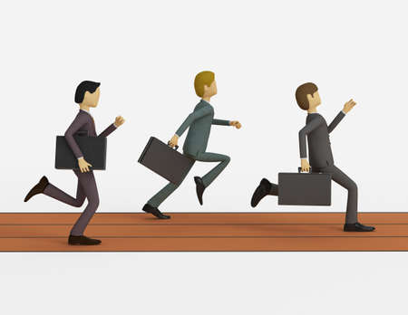 3d Businessman racing against his business competitorの写真素材