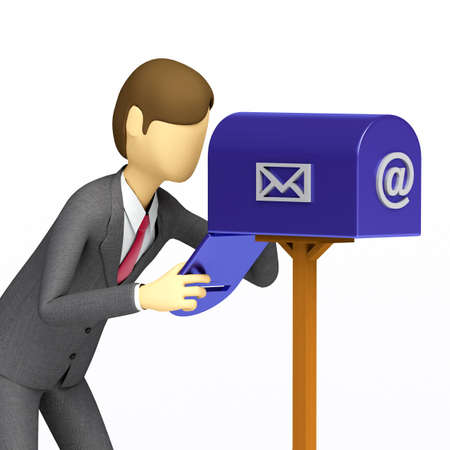 3d Businessman checking his email boxの写真素材