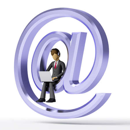 3d Businessman with Internet Iconの写真素材