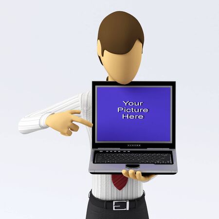 3d Businessman with blank laptop templates
