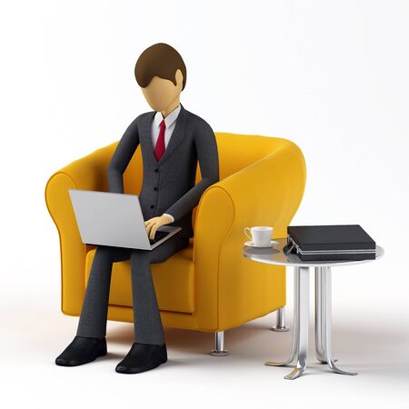 3d Businessman using laptopの写真素材