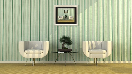 Fresh and Natural retro look waiting roomの写真素材