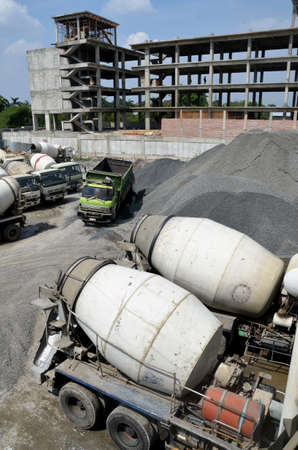 Trusck at work in industrial construction yardのeditorial素材