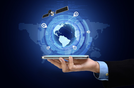 Conceptual image of Global Positioning System GPS on smart phoneの写真素材