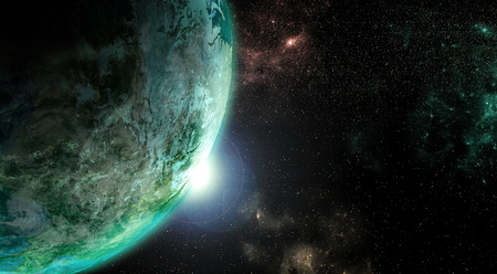 Planet earth rendered in detailed view from outer space.の写真素材