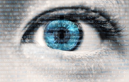 An innocent eye exposed to digital information flow from the internetの写真素材