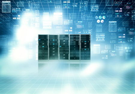 Cloud server concept with blue sky and cloud conceptの写真素材