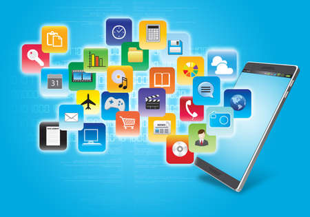icons of software and application available on the internetの写真素材
