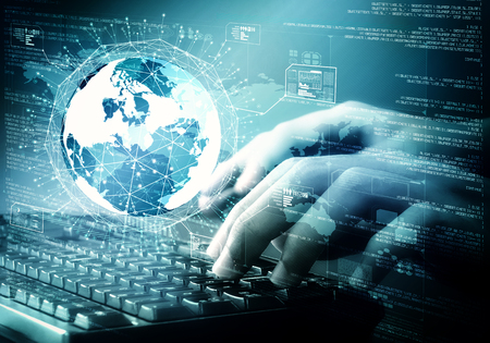 Conceptual image of internet big data and software programmingの写真素材