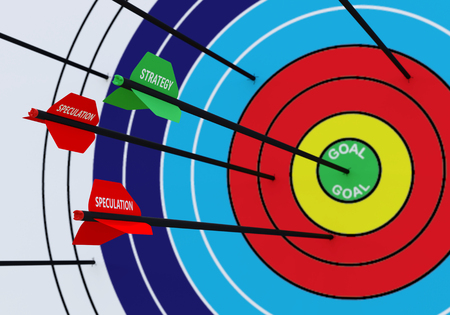 Business Concept image Series. Illustrated with 3D rendering of archery targets and arrowsの写真素材