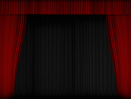 Background image Red Curtain Show Opening template for presentation titleの写真素材