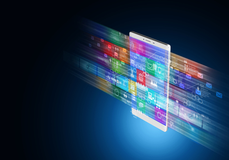 Internet application and multimedia on smart phone conceptの写真素材