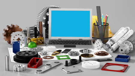 Computer Aided Design CAD on Mechanical drawing and, machine engineering. 3d Render.の写真素材