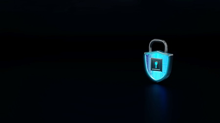 internet cyber security conceptual illustration with digital padlock. 3d Render mixed media.の写真素材