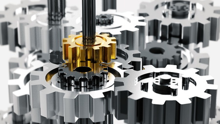 Mechanical design, machine engineering or leadership conceptual illustration. 3d Render.の写真素材