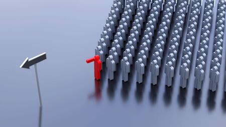 Leadership in business and corporate conceptual image. You can change the words on arrow sign to suit your design purposeの写真素材