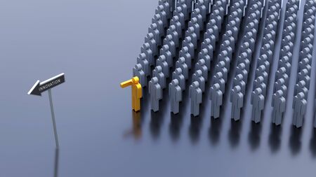 Leadership in business innovation and corporate conceptual image. You can change the words on arrow sign to suit your design purposeの写真素材