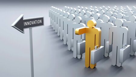 Leadership in business innovation and corporate conceptual image. You can change the words on arrow sign to suit your design purposeの写真素材