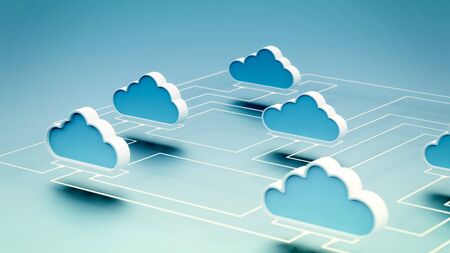 Cloud computing internet network information technology conceptual image. 3D Render.の写真素材