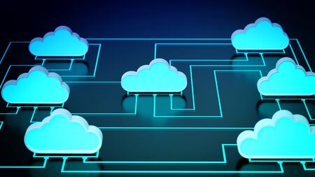 Cloud computing internet network information technology conceptual image. 3D Render.の写真素材