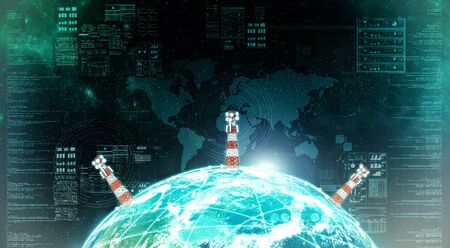 Internet wireless data connection network conceptual image. Mixed media.の写真素材