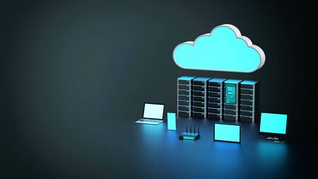 Internet connection and cloud computer network conceptual image. 3D Rendering.の写真素材