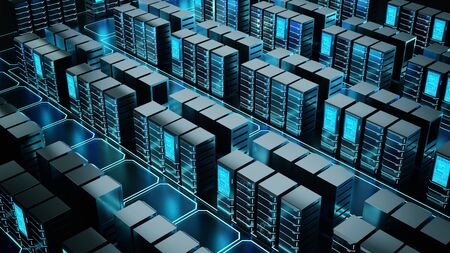 3D Rendering Conceptual image of Internet server room and or super computer networkの写真素材