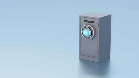 Conceptual image of secure data storage with encryption lock. Safe Deposit Cabinet 3D Rendering.の写真素材