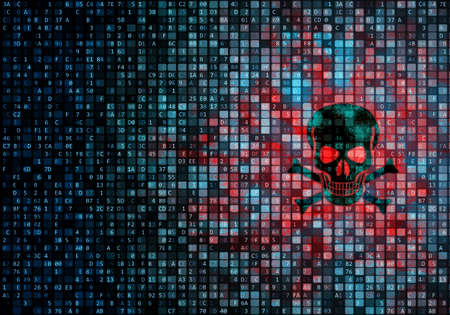 Hacked internet computer screen conceptual imageの写真素材