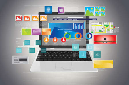 Conceptual image of website designing dan development. 3d Render.の写真素材