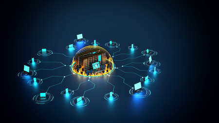 Internet firewall security conceptual image. Internet technology image. 3d renderedの写真素材