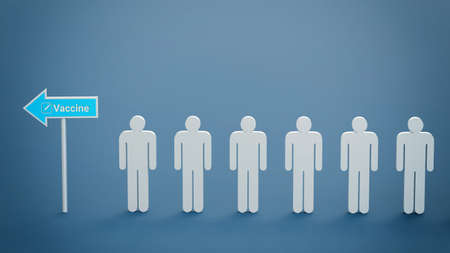 A group of iconic people line up for vaccine. 3d rendered.の写真素材