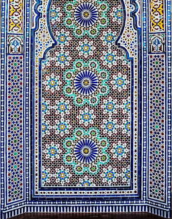 Islamic mosaic pattern with blue tilesの写真素材