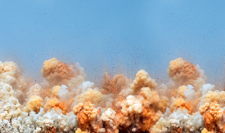 Rock clouds and particles after the blast on the siteの写真素材