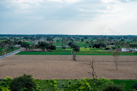 An aerial view of the countryside in the desertの写真素材