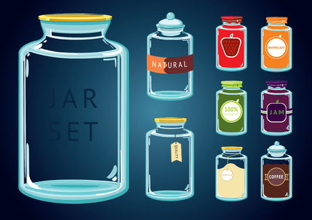 Set of empty and full glass jarsのイラスト素材