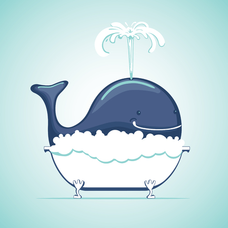 Whale take bath with soap sudsのイラスト素材