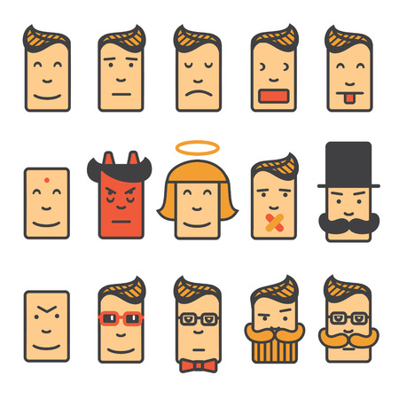 Set of square emotion icons with rounded cornerのイラスト素材