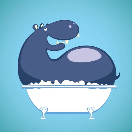 Hippo relaxing in Tubのイラスト素材