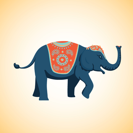 ndian elephant with traditional decorationのイラスト素材
