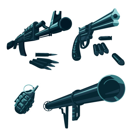 Military equipment. Icons isolated on whiteのイラスト素材