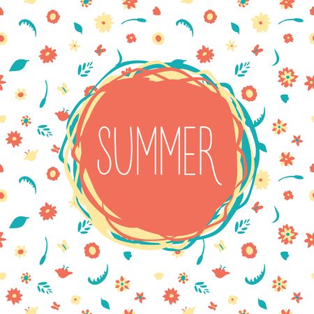 Summer flowers bannerのイラスト素材