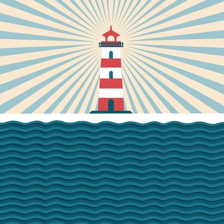 Lighthouse. Vintage illustration with a beaconのイラスト素材